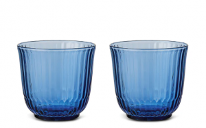 Royal Copenhagen Waves Blue Water Glass - Set 2