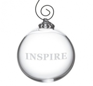 Simon Pearce Engraved "Inspire" Round Ornament in Gift Box