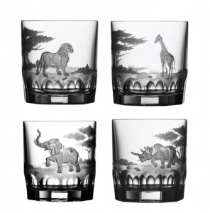 Varga Crystal Safari Double Old Fashion Boxed Set / 4 Assorted