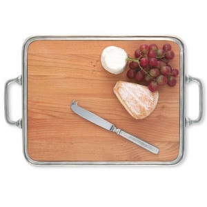Match Pewter Cheese Tray w/Handles / Cherry Wood - Medium