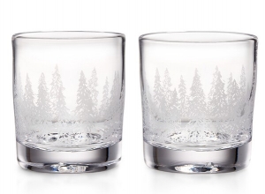 Simon Pearce Engraved Forest Ascutney Double Old-Fashioned - Set of 2