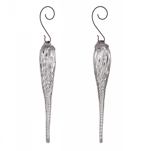 Simon Pearce Optic Icicle Ornament in Gift Box - Set of 2