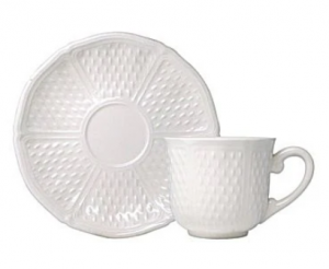 Gien Pont Aux Choux White U.S Tea Cups & Saucers - Set 2