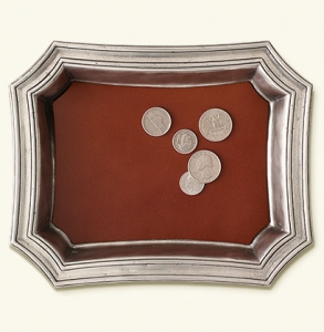 Match Pewter Pocket Change Tray w/ Leather Insert