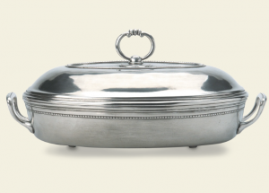 Match Pewter Toscana Casserole Dish w /Lid + Pyrex Liner