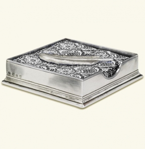 Match Pewter Cocktail Napkin Box W/Key Weight