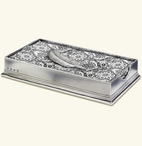 Match Pewter Dinner Napkin/Guest Towel Box W/Feather Weight