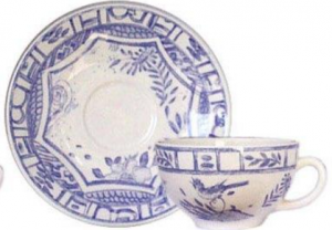 Gien Oiseau Bleu Breakfast Cup & Saucer - Set 2