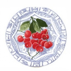 Gien Oiseau Bleu Fruits Dessert Plate - Cherry