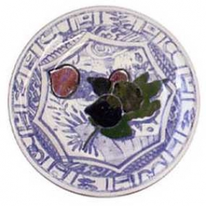 Gien Oiseau Bleu Fruits Canape Plate Fig