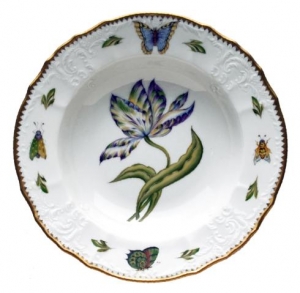 Anna Weatherley Old Master Tulips Rimmed Soup - Yellow/Green/Blue/Purple