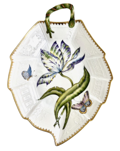 Anna Weatherley Full Bloom Purple/Yellow Flower Leaf Plate