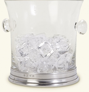 Match Pewter Crystal Ice Bucket w/Handles