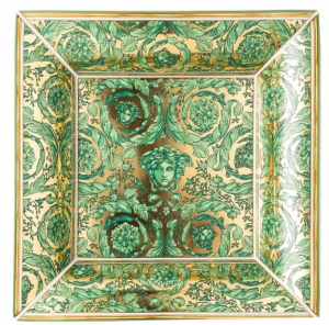 Versace Medusa Garland Square Green Tray - 11"