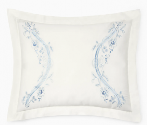 SFERRA Isabella Ivory/Sea Embroidered Continental Sham 26X26
