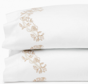 SFERRA Isabella White/Sand King Pillowcase 22X42 Pair