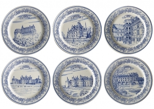 Gien Chateaux De La Loire Assorted Dessert Plates - Set 6