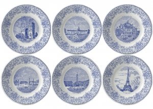 Gien Monuments Paris Assorted Dessert Plates - Set 6