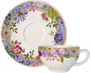Gien Millefleurs Breakfast Cup & Saucer / Set 2