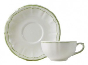 Gien Filets Vert Breakfast Cup and Saucer