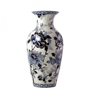 Gien Pivoines Bleues - Fluted Vase # 1