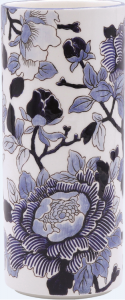 Gien Pivoines Bleues Cylinder Vase Medium