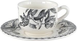 Gien Tulipes Noires Espresso Cups & Saucers- Set  2