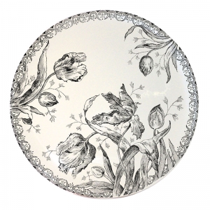 Gien Tulipes Noires Cake Platter