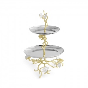 Michael Aram Butterfly Ginkgo Gold 2 Tier Etegere
