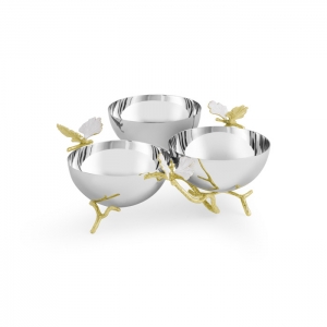 Michael Aram Butterfly Ginkgo Gold Triple Bowl