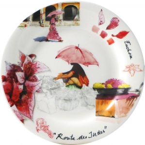 Gien Route Des Indes Dessert Plate - Pink