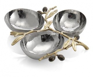Olive Branch Gold Triple Compartment Dish