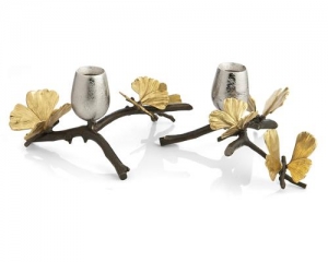 Michael Aram Butterfly Ginkgo Low Candleholder - Set 2