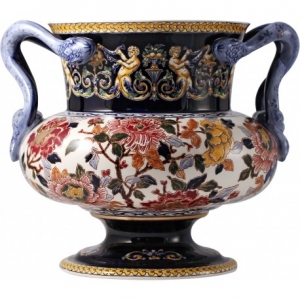 Gien Renaissance Imperiale Vase w/ Snake Handle