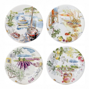 Gien Provence Dessert Plates - 8.75" / Set 4 Assorted