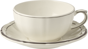 Gien Filet Midnight Breakfast Cup & Saucer - 13 oz.
