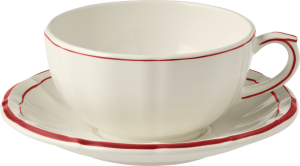 Gien Filet Rouge Breakfast Cup & Saucer