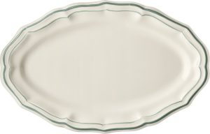 Gien Filet Celadon  / Earth Grey  Oval Platter