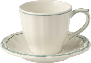 Gien Filet Celadon  / Earth Grey US Tea Cup & Saucer