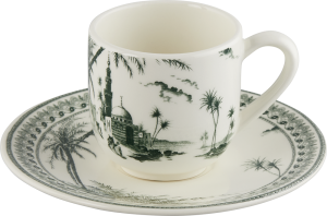 Gien Les Depareillees Green Espresso Cup & Saucer - Set 2
