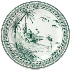 Gien Les Depareillees Green Cake Platter - 12"