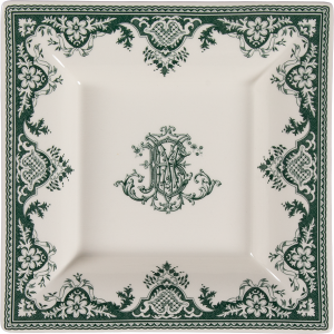 Gien Les Depareillees Green Large Square Candy Tray - 6.75"