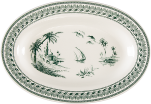Gien Les Depareillees Green Pickle Dish - 9.5"