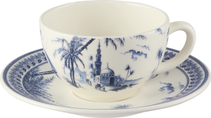 Gien Les Depareillees Blue Tea Cups & Saucers / Set 2