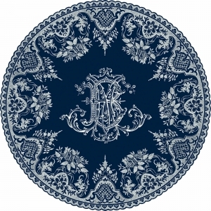 Gien Les Depareillees Blue Dessert Plate Monogramme