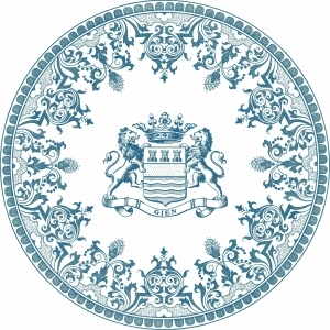 Gien Les Depareillees Blue Dessert Plate Blason