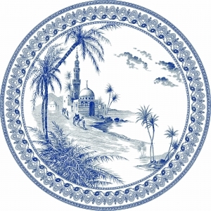 Gien Les Depareillees Blue Vues D'Orient Dessert Plate