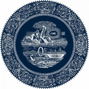 Gien Les Depareillees Blue Dinner Plate Rebus