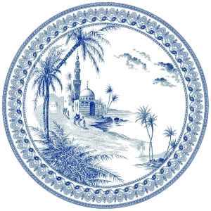 Gien Les Depareillees Blue Dinner Plate Vues D'Orient