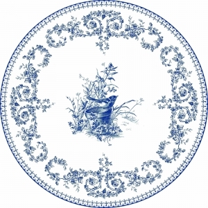 Gien Les Depareillees Blue Dinner Plate Oiseau